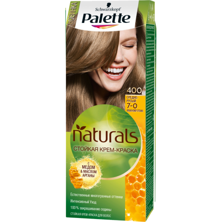 Крем-краска для волос Palette Naturals Фитолиния 7-0 (400) средне-русый slide 1