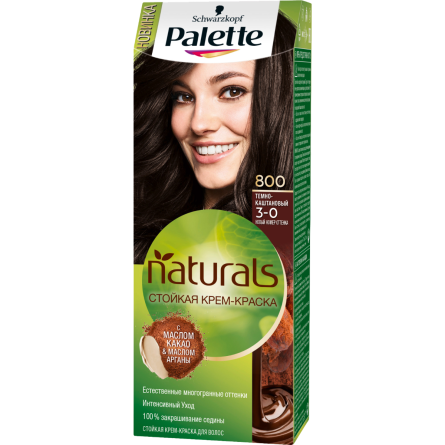 Крем-краска для волос Palette Naturals Фитолиния 3-0 (800) темно-каштановый slide 1