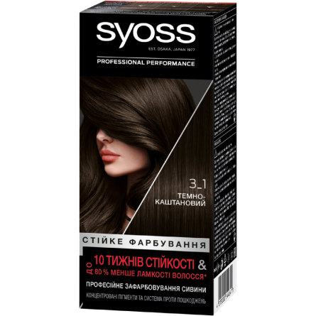 Стойкая крем-краска для волос Syoss 3-1 темно-каштановый