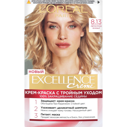 Крем-фарба для волосся L'Oreal Paris Excellence Creme 8.13 Світло-русявий бежевий slide 1
