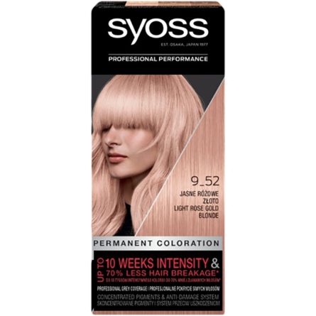 Крем-краска для волос Syoss Permanent Coloration Пастельно-розовый блонд №9-52