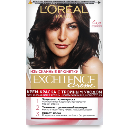 Фарба для волосся L'Oreal Paris Excellence Creme Каштановий 400 192 мл