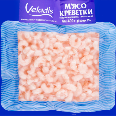 М'ясо креветки Veladis глазуроване варено-морожене 400 г slide 1