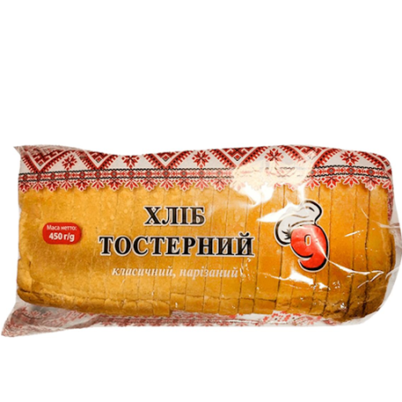 Хліб Тостерний Хлібзавод №9 пшеничний нарізний  450 г