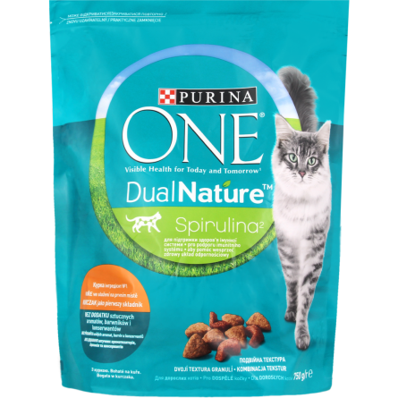 Корм для котів Purina One DualNature сухий з спіруліна 750 г