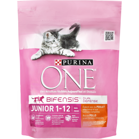 Сухий повнораціонний корм для кошенят та вагітних кішок Purina One Junior з куркою і цільними злаками 450 г