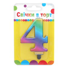 Свічка Party Favors цифра 4 кольорова mini slide 1