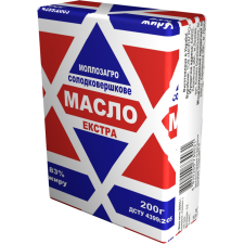Масло МОЛЛОЗАГРО солодковершкове екстра 83% 200г mini slide 1