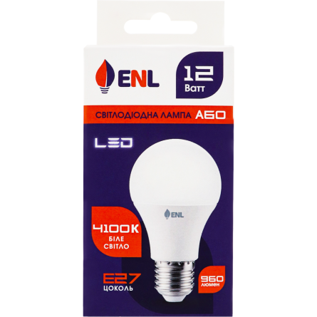 Лампа світлодіодна LED 4100K 12W E27 A60 №А60Е2712ENLN Enl 1шт slide 1