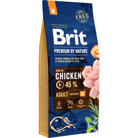 Корм Brit Premium Adult M для взрослых собак курица