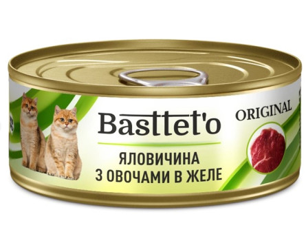 Корм для кошек Bastteto говядина с овощами в желе 85 г