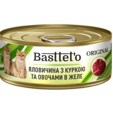 Корм для котів Bastteto яловичина з куркою та овочами в желе 85 г mini slide 1