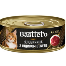 Корм для котів Bastteto яловичина з індичкою в желе 85 г mini slide 1