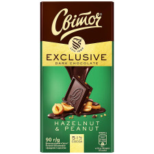 Шоколад Світоч Ексклюзив чорний з фундуком та арахісом 90г mini slide 1