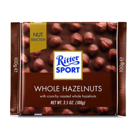 Шоколад Ritter Sport с целым орехом молочный 100 г