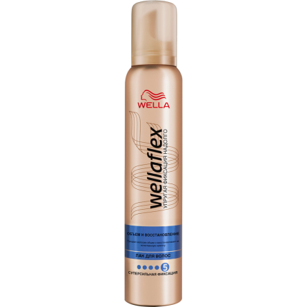 Мусс-пена для волос Wellaflex Wella экстрасильной фиксации, Объем и восстановление 200 мл