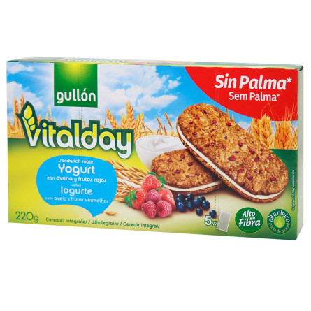 Печиво-сендвіч Gullon Vitalday з йогуртом та фруктами 220г slide 1