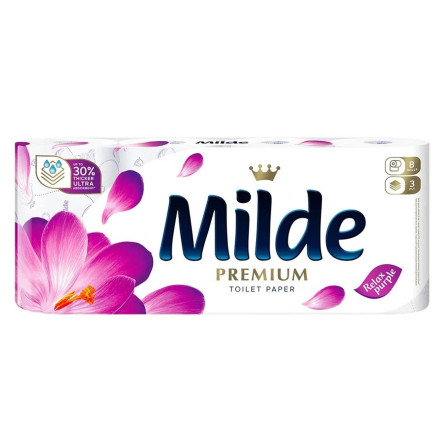 Папір туалетний Milde Premium Relax Purple тришаровий 8шт