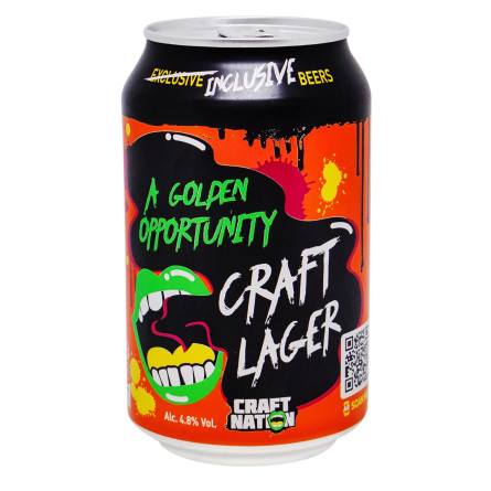 Пиво Craft Nation Craft Lager светлое 4,8% 0,33л