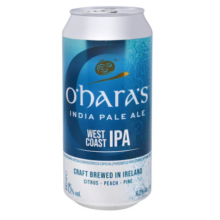 Пиво O'Hara's West Coast IPA полутемное нефильтрованное 6,2% 0,44л