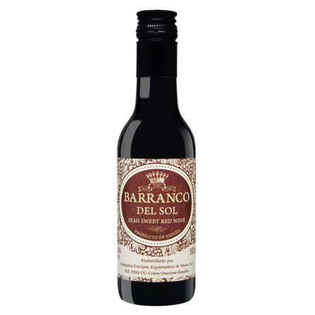 Вино Barranco del Sol червоне напівсолодке 11% 187мл