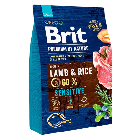 Корм сухий Brit Premium з ягням для собак з чутливим травленням 3кг
