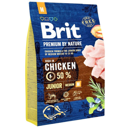Корм Brit Premium Junior M со вкусом курицы для щенков и молодых собак средних пород 3кг slide 1