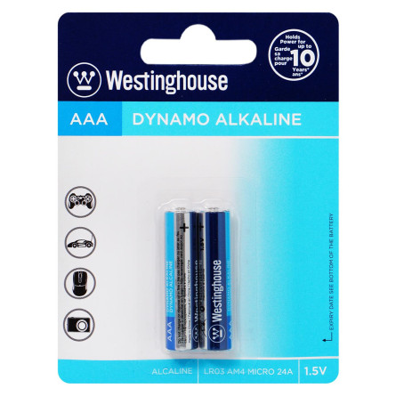 Батарейка щелочная Westinghouse Dynamo Alkaline AAA/LR03 2шт slide 1