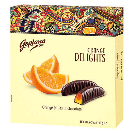 Цукерки Goplana Delights апельсинове желе в шоколаді 190г slide 1
