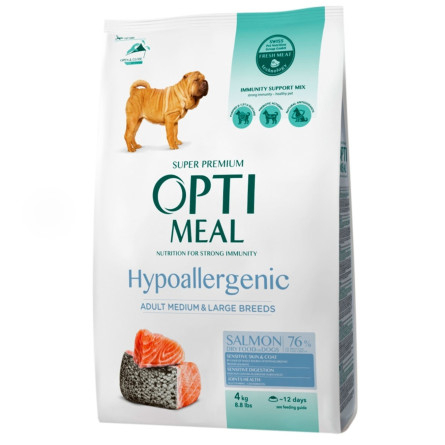 Корм сухий Optimeal з лососем гіпоаллергенний для собак середніх та великих порід 4кг