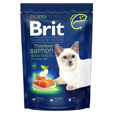 Корм сухий Brit Premium з лососем для стерелізованих котів 1,5кг