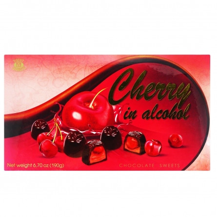 Цукерки Бісквіт-шоколад вишня заспиртована в шоколаді 190г slide 1