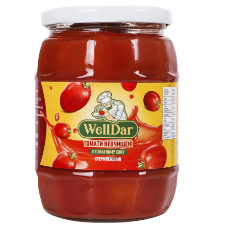 Томати WellDar неочищені в томатному соку 670г