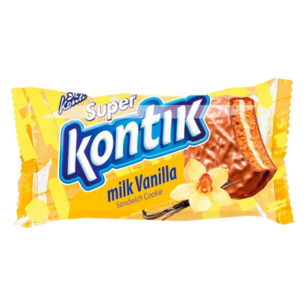 Печиво-сендвіч Konti Super Kontik ванільний в молочному шоколаді 45г slide 1