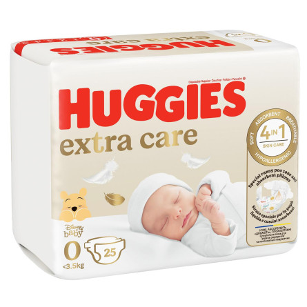 Підгузки Huggies Extra Care 0+ <3,5кг 25шт slide 1