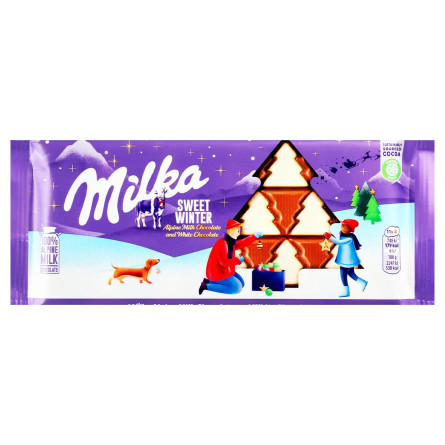 Шоколад молочний Milka Солодка зима з білим шоколадом 100г slide 1