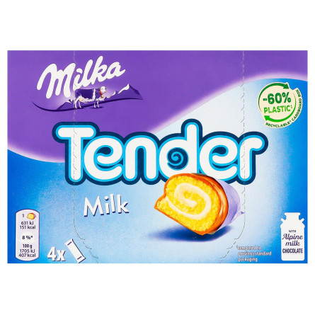 Рулети Milka Tender Milk бісквітні з молочною начинкою в шоколаді 37г х 4шт