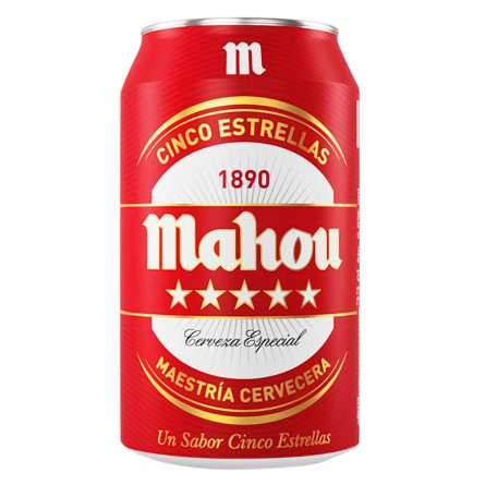 Пиво Mahou 5 Estrellas світле 5,5% 0,33л slide 1