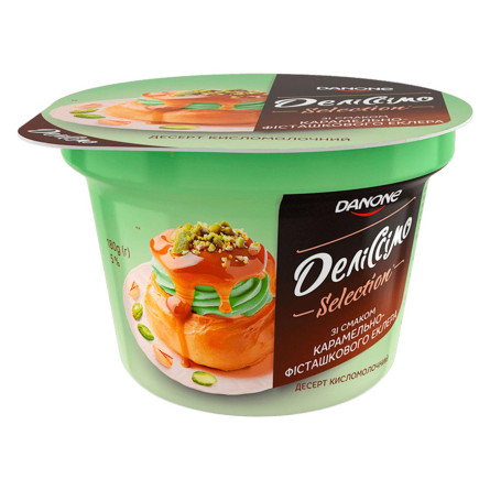 Десерт Danone Деліссімо зі смаком карамельно-фісташкового еклера 5% 180г slide 1