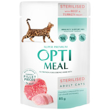 Корм Optimeal з яловичиною у желе для стерілізованих дорослих кішок 85г mini slide 1