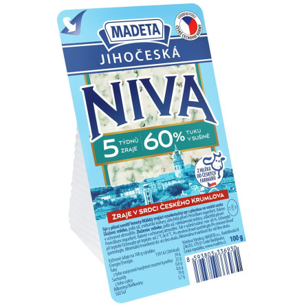 Сыр Madeta Jihoceska Niva мягкий с голубой плесенью 60% 100г slide 1
