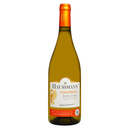 Вино Haussmann Chardonnay біле сухе 13% 0,75л