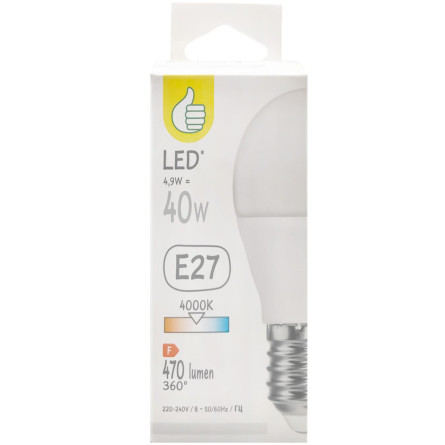 Лампа LED Pouce G45 E27 4.9W 4000К