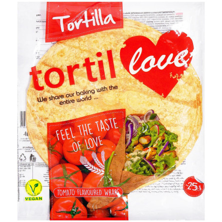 Тортилья Tortillove пшеничная Тортилья со ароматом томатов 25см 4шт*60г
