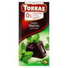 Шоколад чорний Torras з м'ятою без цукру 75г mini slide 1