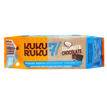 Печиво Kuku Ruku 7 злаків зі смаком кокосу та шоколаду 160г
