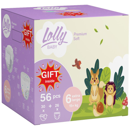 Набір акційний Lolly Premium Soft Підгузки 6 (30 шт) + трусики 6 (26 шт) + подарунок slide 1