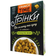 Грінки Crunch Time пшенично-житні зі смаком часнику та зелені 100г mini slide 1