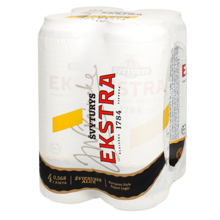 Пиво Svyturys Ekstra светлое 5,2% 4х0,568л slide 1