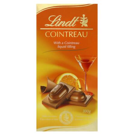 Шоколад молочний Lindt з апельсиновим лікером Cointreau 100г